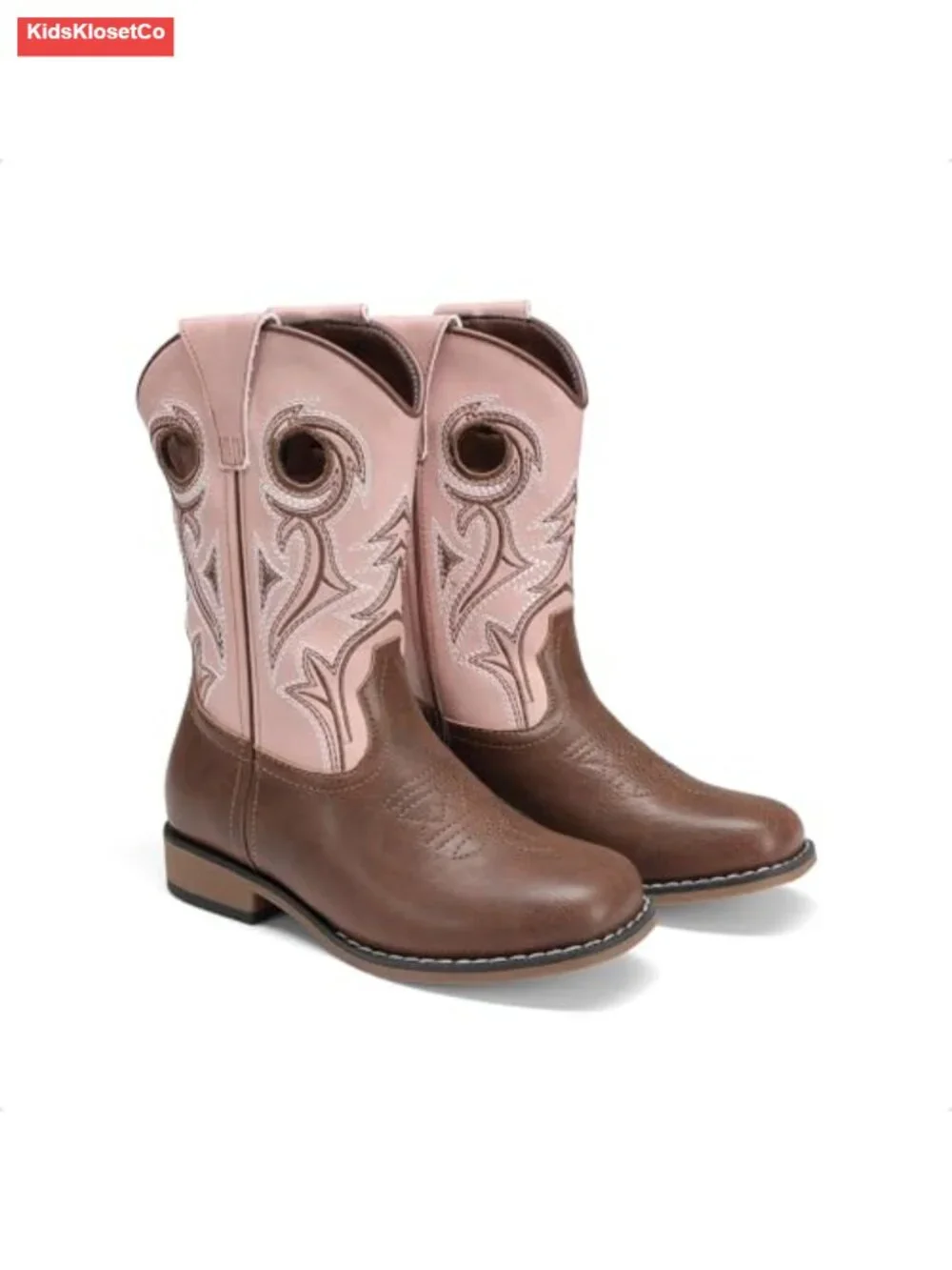 Western Kids Cowboy Boots Square Toe Pull-On TPR Outsole